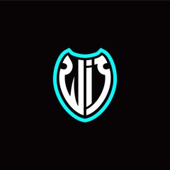 Initial W I letter with shield modern style logo template vector