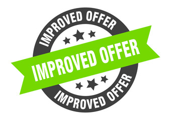 improved offer sign. round ribbon sticker. isolated tag