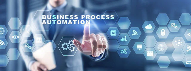 Business process automation BPA. Mexed Media Background.