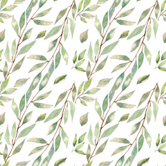 Watercolor illustration. Seamless pattern from flora elements.