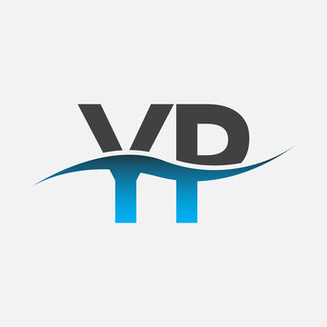 initial letter logo YP company name blue and grey color swoosh design. vector logotype for business and company identity.