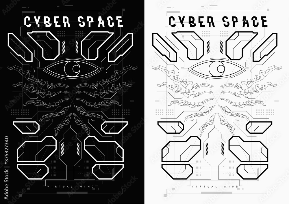 Poster cyberpunk futuristic poster. tech abstract poster template with hud elements. modern flyer for web a