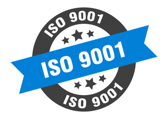iso 9001 sign. round ribbon sticker. isolated tag