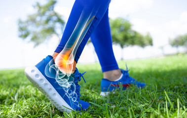 Ankle pain in detail - Sports injuries concept.