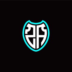 Initial Z A letter with shield modern style logo template vector