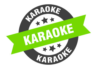 karaoke sign. round ribbon sticker. isolated tag