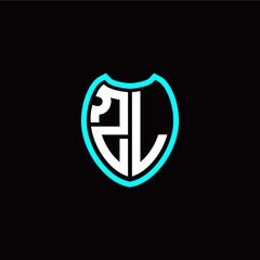 Initial Z L letter with shield modern style logo template vector