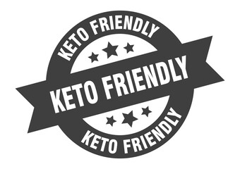 keto friendly sign. round ribbon sticker. isolated tag