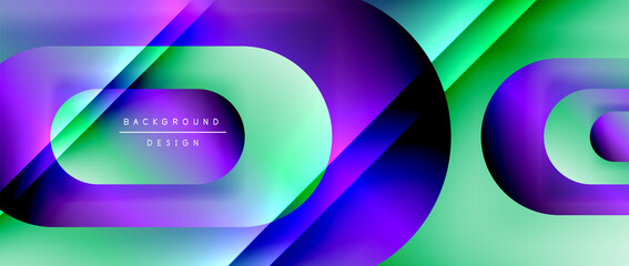 Vector geometric abstract background with lines and modern forms. Fluid gradient with abstract round shapes and shadow and light effects