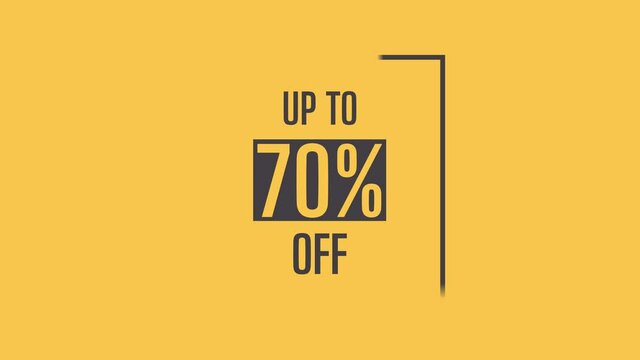 Hot sale up to 70% off 4k video motion graphic animation. Royalty free stock footage. Seamless deal offer promo banner.