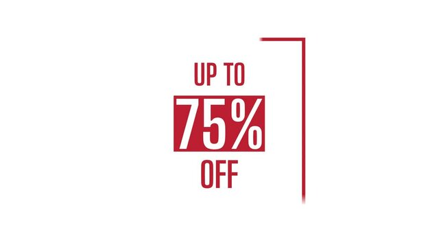 Hot sale up to 75% off 4k video motion graphic animation. Royalty free stock footage. Seamless deal offer promo banner.