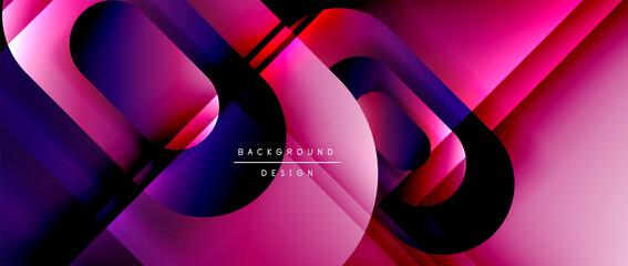 Vector geometric abstract background with lines and modern forms. Fluid gradient with abstract round shapes and shadow and light effects