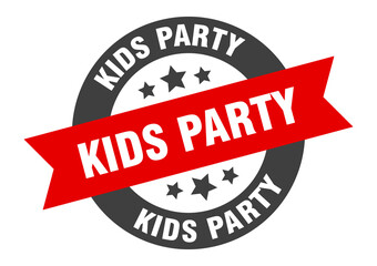 Obraz premium kids party sign. round ribbon sticker. isolated tag