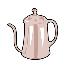Vector icon cartoon illustration with a coffeepot. Cooking tools design elements