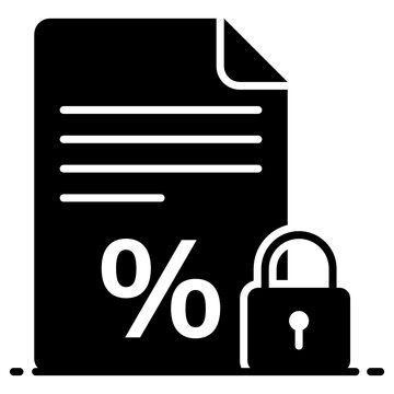 
Percentage Sign On Folded Paper With Padlock, Fixed Interest Rate Icon
