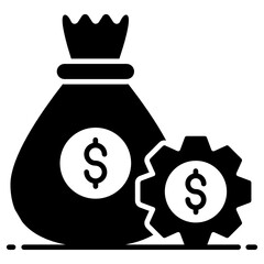 
Dollar bag with gear showing money management icon
