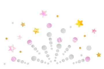 Pink gold star firework paper cut on white background - isolated