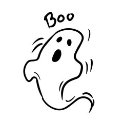 Halloween ghost clipart in doodle style. Isolated vector.