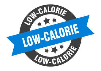 low-calorie sign. round ribbon sticker. isolated tag