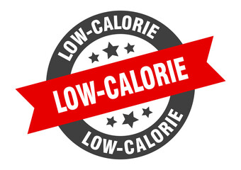 low-calorie sign. round ribbon sticker. isolated tag