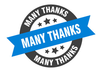 Obraz premium many thanks sign. round ribbon sticker. isolated tag