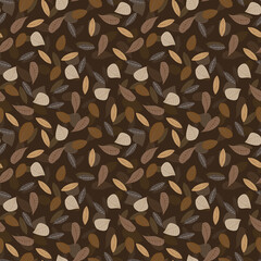 Seamless repeating autumn pattern of twigs and leaves