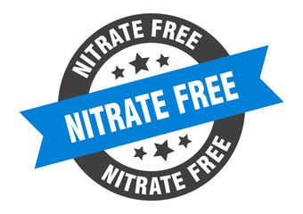 nitrate free sign. round ribbon sticker. isolated tag