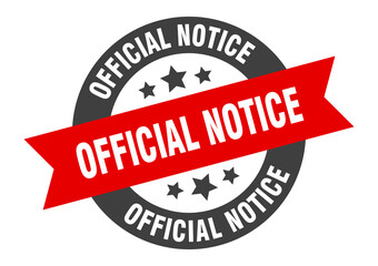 official notice sign. round ribbon sticker. isolated tag