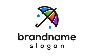 Modern umbrella colorful logo design vector