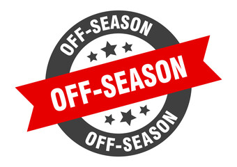 off-season sign. round ribbon sticker. isolated tag