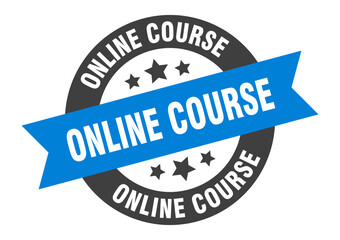 Obraz premium online course sign. round ribbon sticker. isolated tag