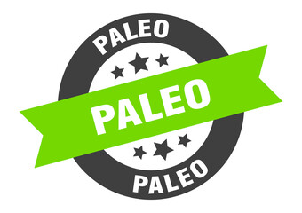paleo sign. round ribbon sticker. isolated tag
