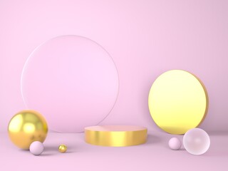 Product podium on pastel background 3d. Abstract minimal geometry concept. Studio stand platform theme. Exhibition and business marketing presentation stage.