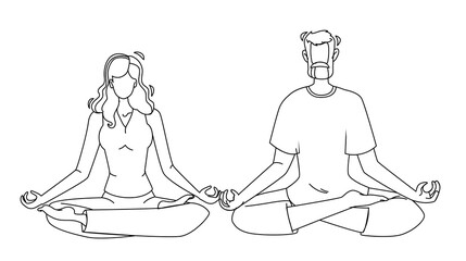 Consciousness Mind Meditating Man And Woman Vector