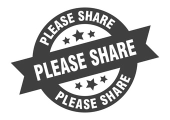 Obraz premium please share sign. round ribbon sticker. isolated tag