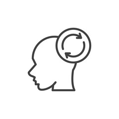 Head and reload arrow line icon. linear style sign for mobile concept and web design. Memory refresh outline vector icon. Symbol, logo illustration. Vector graphics