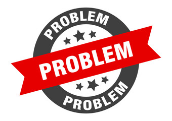 problem sign. round ribbon sticker. isolated tag
