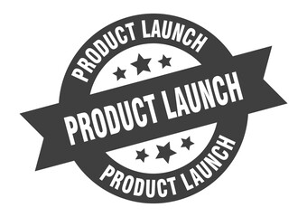 product launch sign. round ribbon sticker. isolated tag