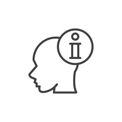 Information head line icon. linear style sign for mobile concept and web design. Head with info sign outline vector icon. Symbol, logo illustration. Vector graphics