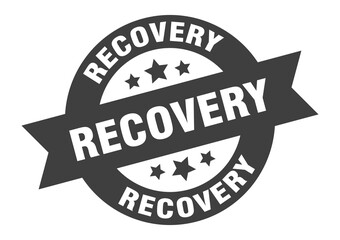 recovery sign. round ribbon sticker. isolated tag