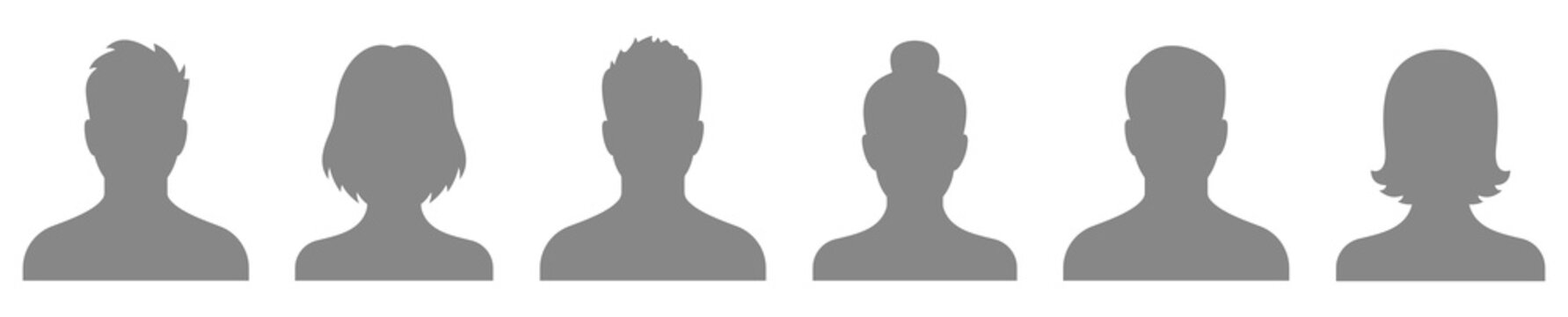 Avatar set. Profile icon set. People icon. Man head. Woman head. Male and female avatars. Vector illustration