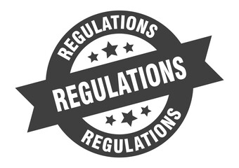 regulations sign. round ribbon sticker. isolated tag