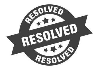 resolved sign. round ribbon sticker. isolated tag