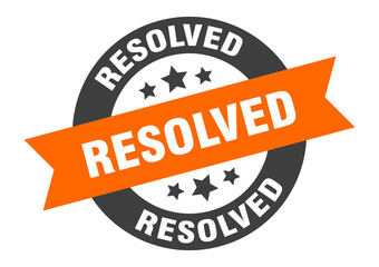 Fototapeta premium resolved sign. round ribbon sticker. isolated tag
