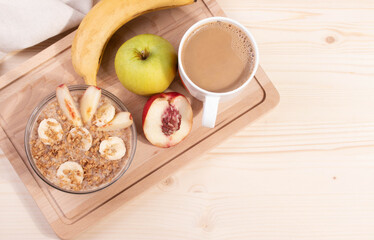 Obraz na płótnie Canvas morning oat porridge with fruit