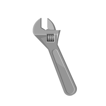 Metal adjustable wrench. Tool icon. Flat style illustration
