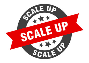 scale up sign. round ribbon sticker. isolated tag