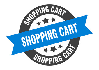 Fototapeta premium shopping cart sign. round ribbon sticker. isolated tag