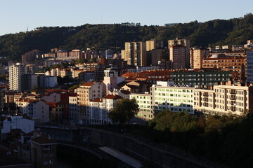 Fototapeta na wymiar Neighborhood of Bilbao in evening light