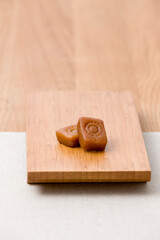 korean traditional cookie on wooden plate
